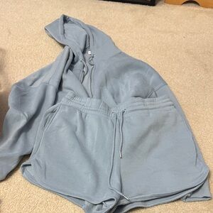Blue Hoodie and Shorts Set